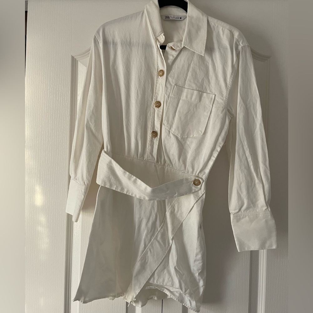 ZARA 🤍 // White Long Sleeve Dress // Condition: Great // size: S